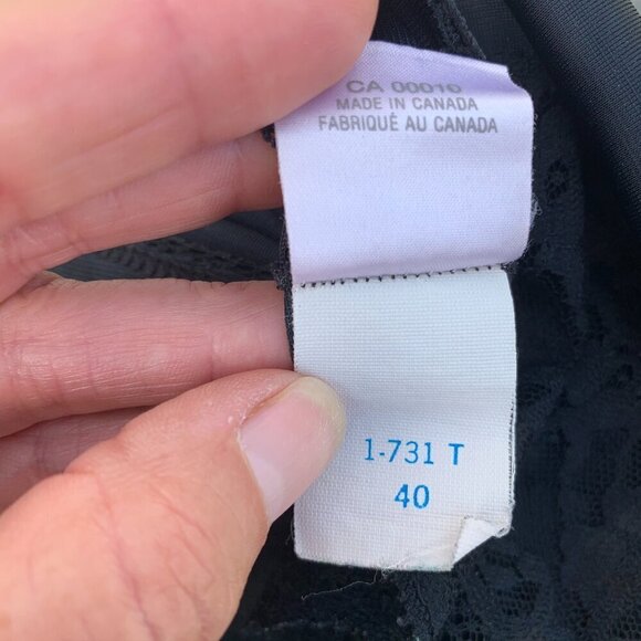 Vintage 90s Eaton Vanity Fair Black Satin Lace Trim Sleeveless Slip Dress - Picture 10 of 11